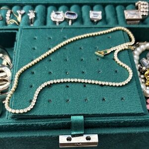 Elegant Gold and Silver rhinestone Tennis Necklace